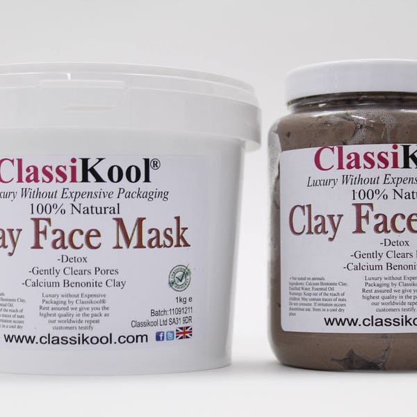 Classikool Bentonite Clay Face Beauty Mask for Detox with Essential Oil Choice (Free UK Mainland Shipping)