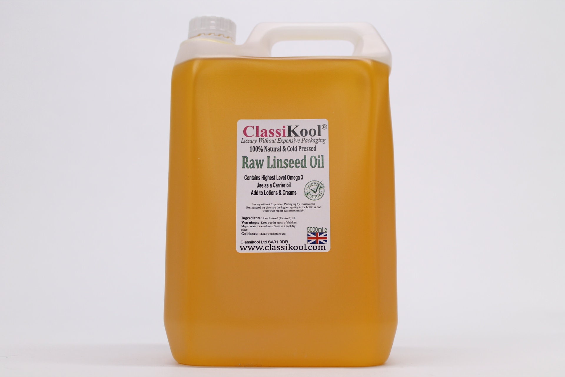 Classikool Raw Linseed Flaxseed Oil, Food Grade & Cold Pressed, Pharma EUR  Grade -  Canada