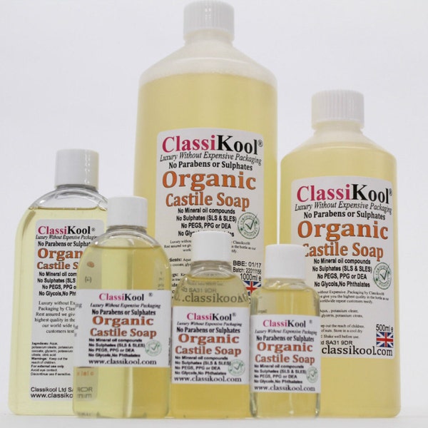 Classikool [Liquid Castile Soap] Organic & Fragrance-Free (Free UK Mainland Shipping)