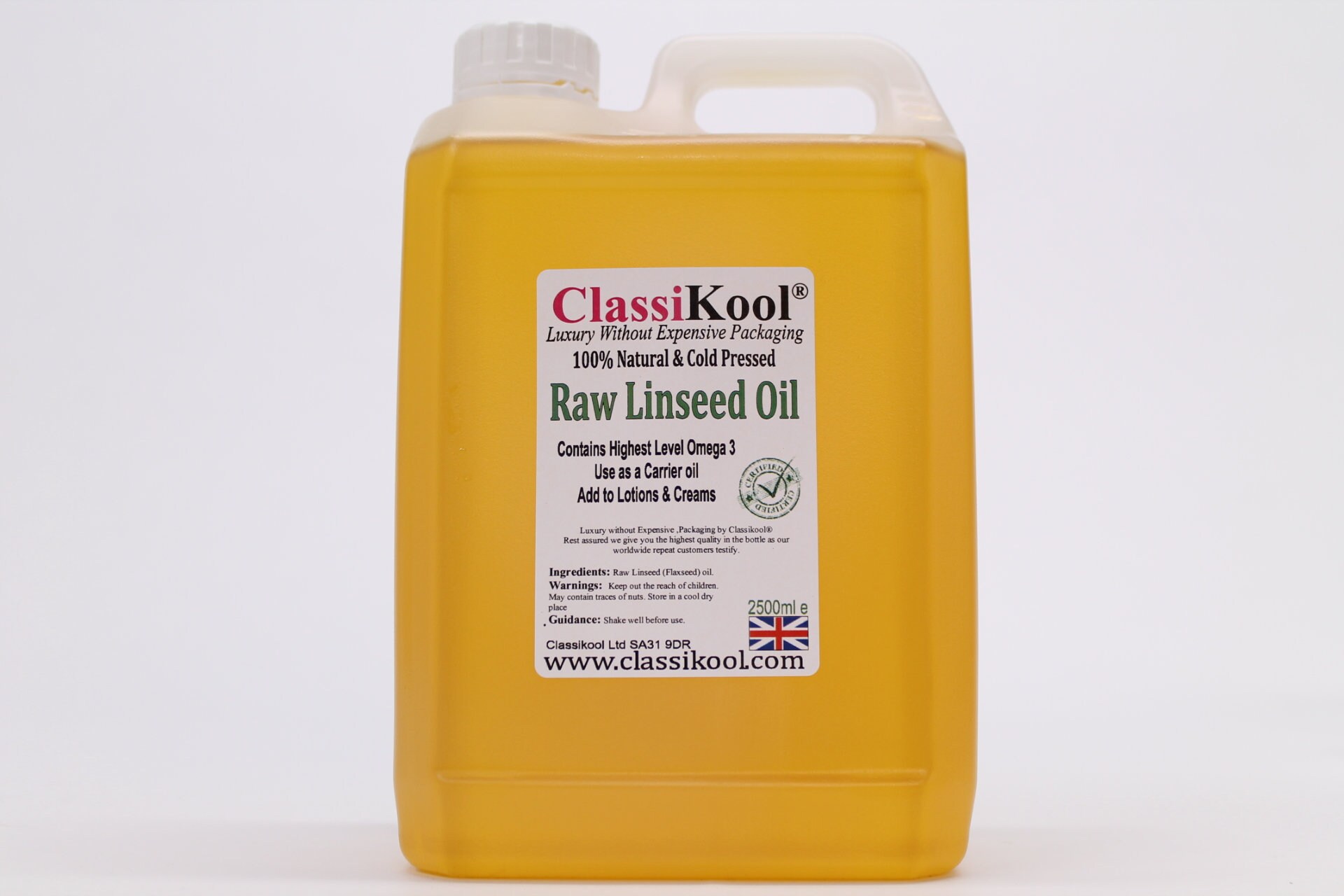 Classikool Raw Linseed Flaxseed Oil, Food Grade & Cold Pressed, Pharma