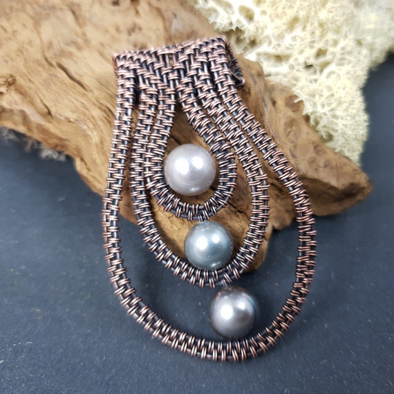 Copper Wire Weave Wire Wrap Pendant necklace Gift For Mom Agate Necklace Aztec Pendant Crystal Pendant Necklace Vintage Pendant