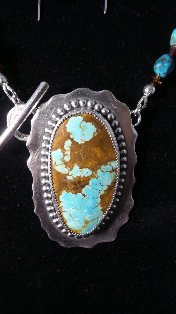 Handmade Sterling Silver Number 8 Turquoise Pendant Necklace - Turquoise Pendant Necklace In Sterling Silver Handmade Sterling Silver Number 8 Turquoise Pendant Necklace - Turquoise Pendant Necklace In Sterling Silver