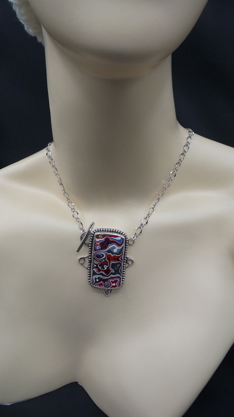 Colorful Fordite Handmade Necklace with a front toggle