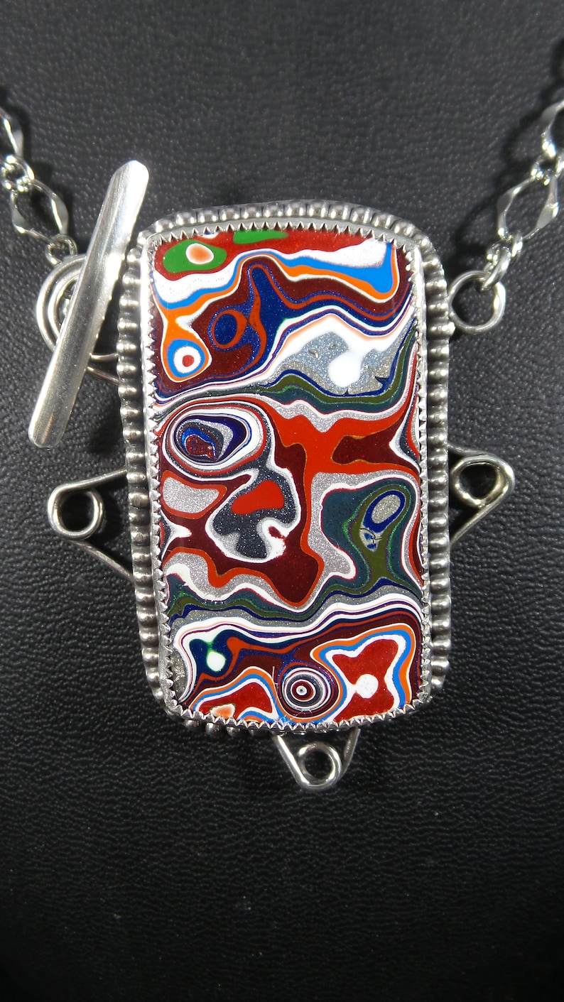 Colorful Fordite Handmade Necklace with a front toggle