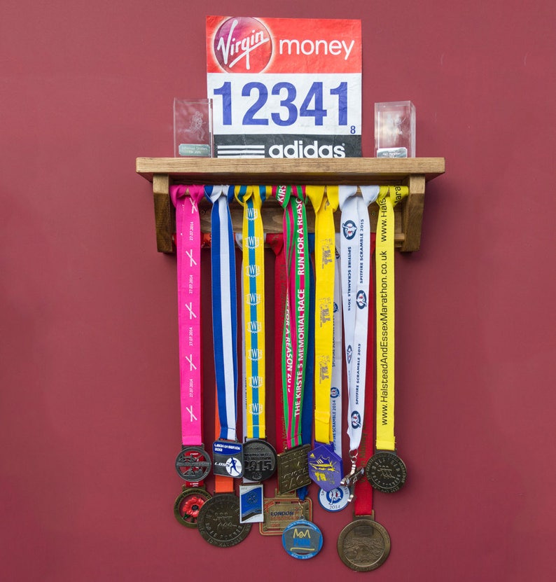 Medal Holder Medal Hanger Shelf Medal Display for Trophies Running Rack Gymnastics Football Soccer Birthday Gift Idea For Runners image 5