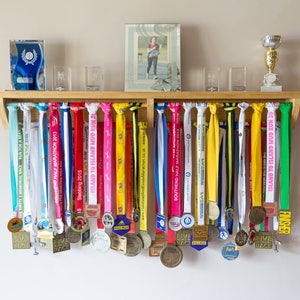 Medal Holder Medal Hanger Shelf Medal Display for Trophies Running Rack Gymnastics Football Soccer Birthday Gift Idea For Runners image 1