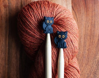 Knitting Needle Toppers // Stitch Stoppers // Black Cats // Knitting Notions // Fall Stitch Stoppers // Halloween Needle Toppers