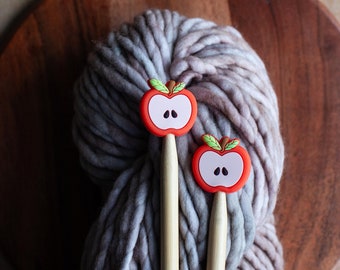 Knitting Needle Toppers // Stitch Stoppers // Apple Slices // Knitting Notions // Fall Stitch Stoppers // Stitch Keepers