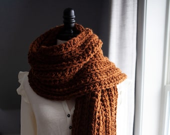 Long crocheted scarf // the Calais // chunky crocheted open scarf