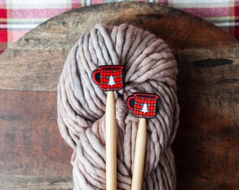 Knitting Needle Toppers // Stitch Stoppers // Holiday Mug // Knitting Notions // Holiday Stitch Stoppers // Stitch Keepers