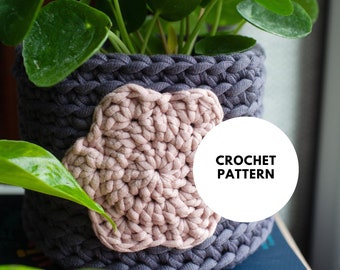 Motif de panier de jardinière floral // Motif au crochet adapté aux débutants // Téléchargement immédiat