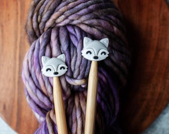 Knitting Needle Toppers // Stitch Stoppers // Grey Fox Needle Toppers // Knitting Notions // Stitch Keepers