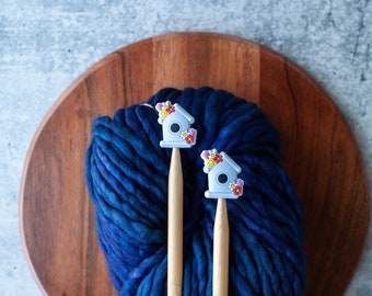 Knitting Needle Toppers // Stitch Stoppers // Blue Birdhouses // Knitting Notions // Stitch Keepers