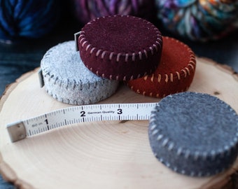 Hand-Stitched Felt Tape Measure // Woolen Tape Measure // Crafting Accessory // Knitting Notions // Sewing Accessory // 4 Color Options