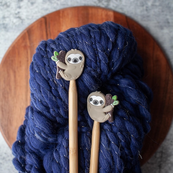 Knitting Needle Toppers // Stitch Stoppers // Sloth Toppers // Knitting Notions // Stitch Keepers