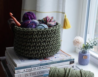 Crocheted Rope Basket // Recycled Cotton Rope Basket // Crochet Home Decor