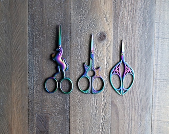 Iridescent Rainbow Scissors // Unicorn, Guitar, or Art Deco Scissors