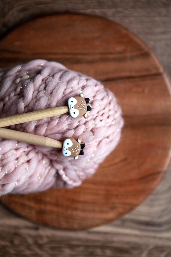 Fawn Knitting Needle Stitch Stoppers. Needle Protectors. 