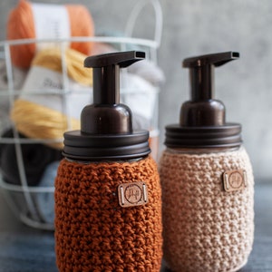 Mason Jar Soap Dispenser // Crocheted Mason Jar Cover // Foaming or Liquid Soap Dispenser image 3