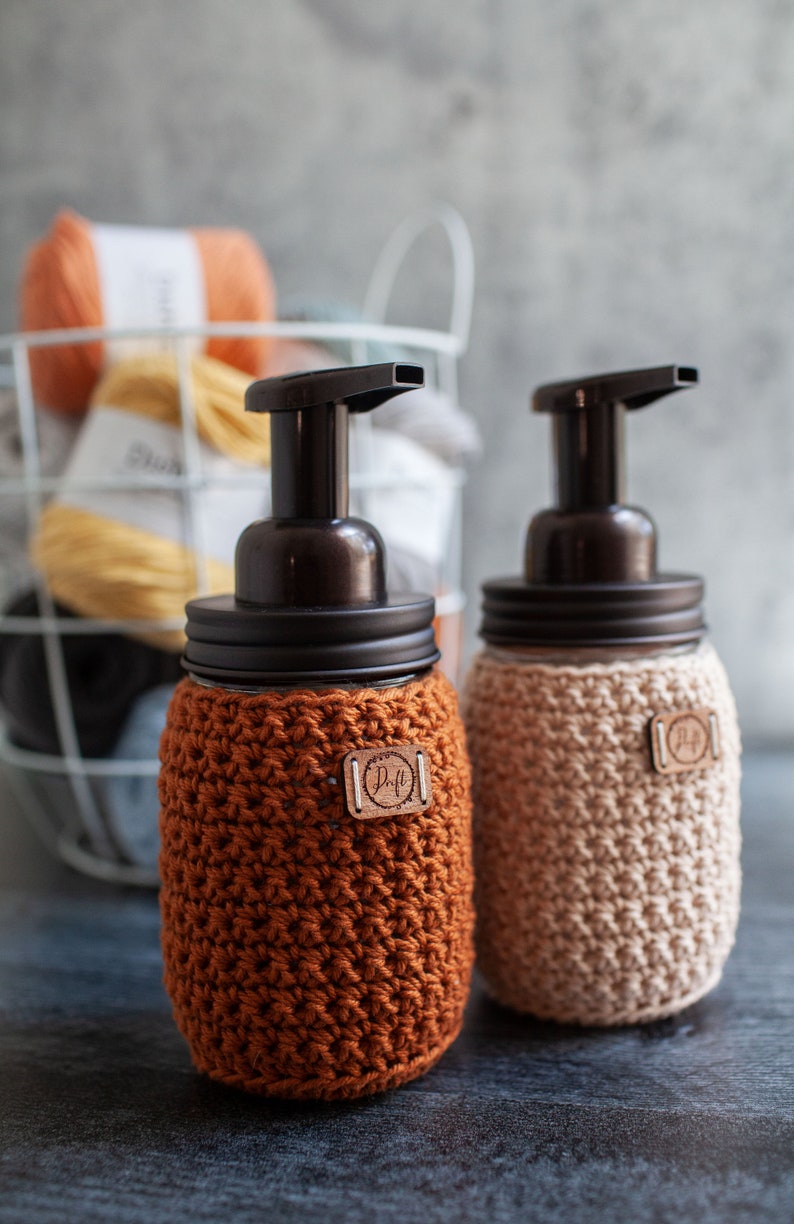 Mason Jar Soap Dispenser // Crocheted Mason Jar Cover // Foaming or Liquid Soap Dispenser image 3