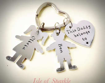 Personalised daddy Keyring, child shaped Keyring, Keyring for daddy, personalised Father’s Day gift, special gift for daddy, cute Keyring