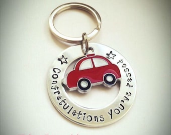 Hand Stamped Congratulations you've passed keyring, keychain, passed driving test, learner, motorcycle motorbike new driver, car