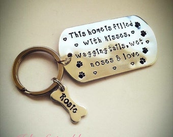 Hand stamped dog keyring for dog lovers/owners