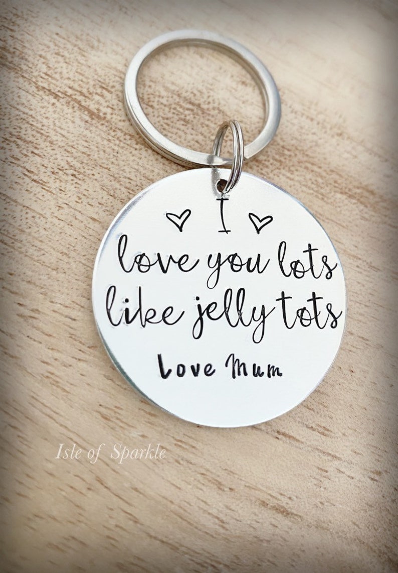 I love you lots like jelly tots Keyring, keychain, personalised gift for Mum, for daughter, for Dad, for girlfriend, for wife, for husband image 1