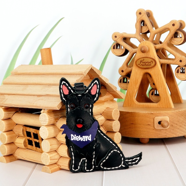 Scottish Terrier (a.k.a. Diehard or Scottie) Genuine Leather Bag Charm