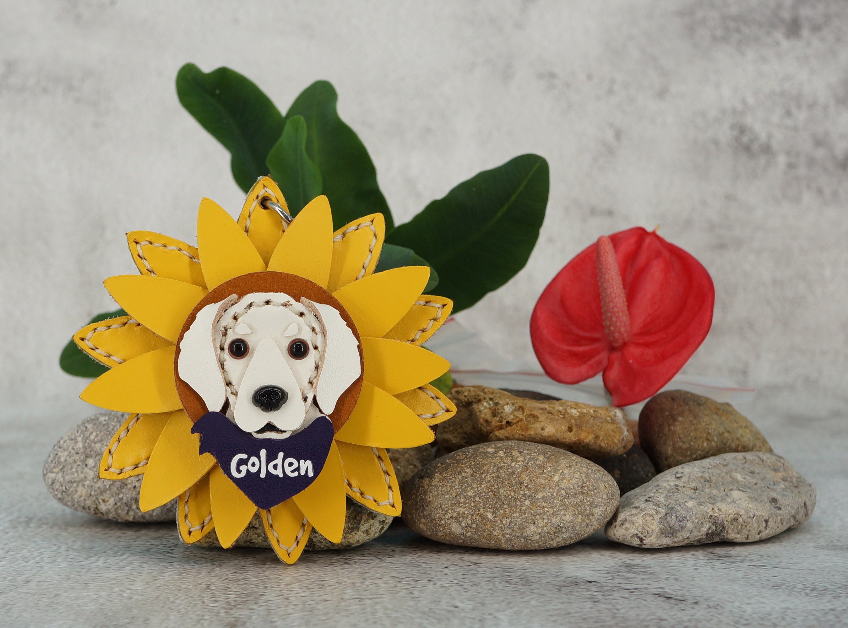 Golden Retriever Handmade Leather Dog/Bag Charm