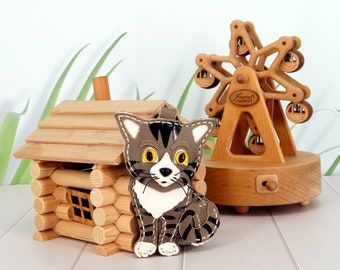 Shorthair Cat Genuine Leather Bag Charm * Perfect Gift for Cat Lover *