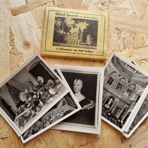 Vintage-Schloss-Favoriten-Baden-Baden-Fotos – Set mit 15 Schwarz-Weiß-Souvenirfotos / echten Fotografien / Schnappschüssen