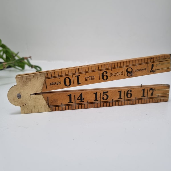 24" Boxwood Folding Ruler / Rabone England No1167 / Wood / Brass / 2ft Measure / Vintage Ruler / Antique Ruler