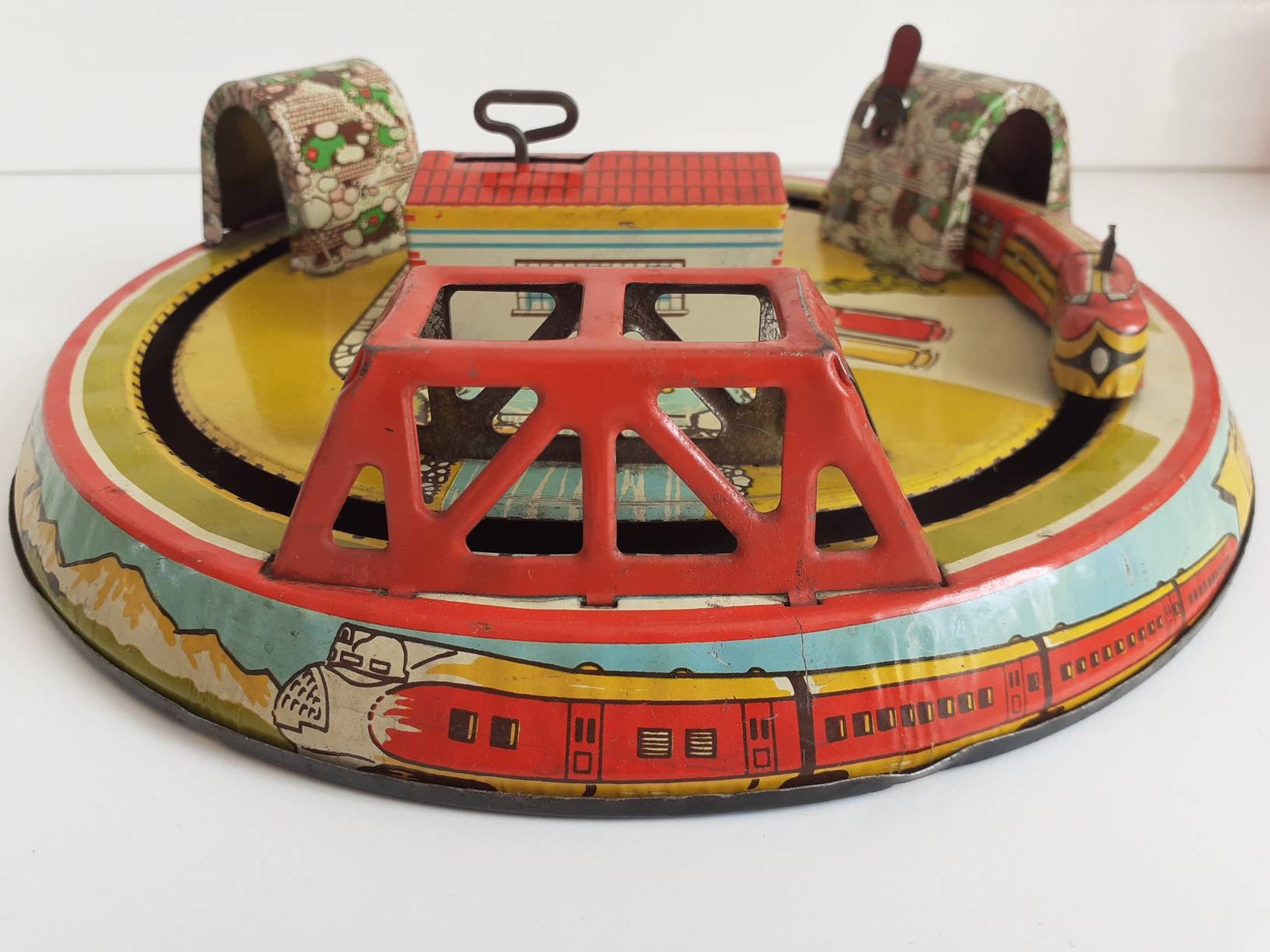 Vintage Marx Toys Wind Up Tin Plate Honeymoon Express Train Etsy