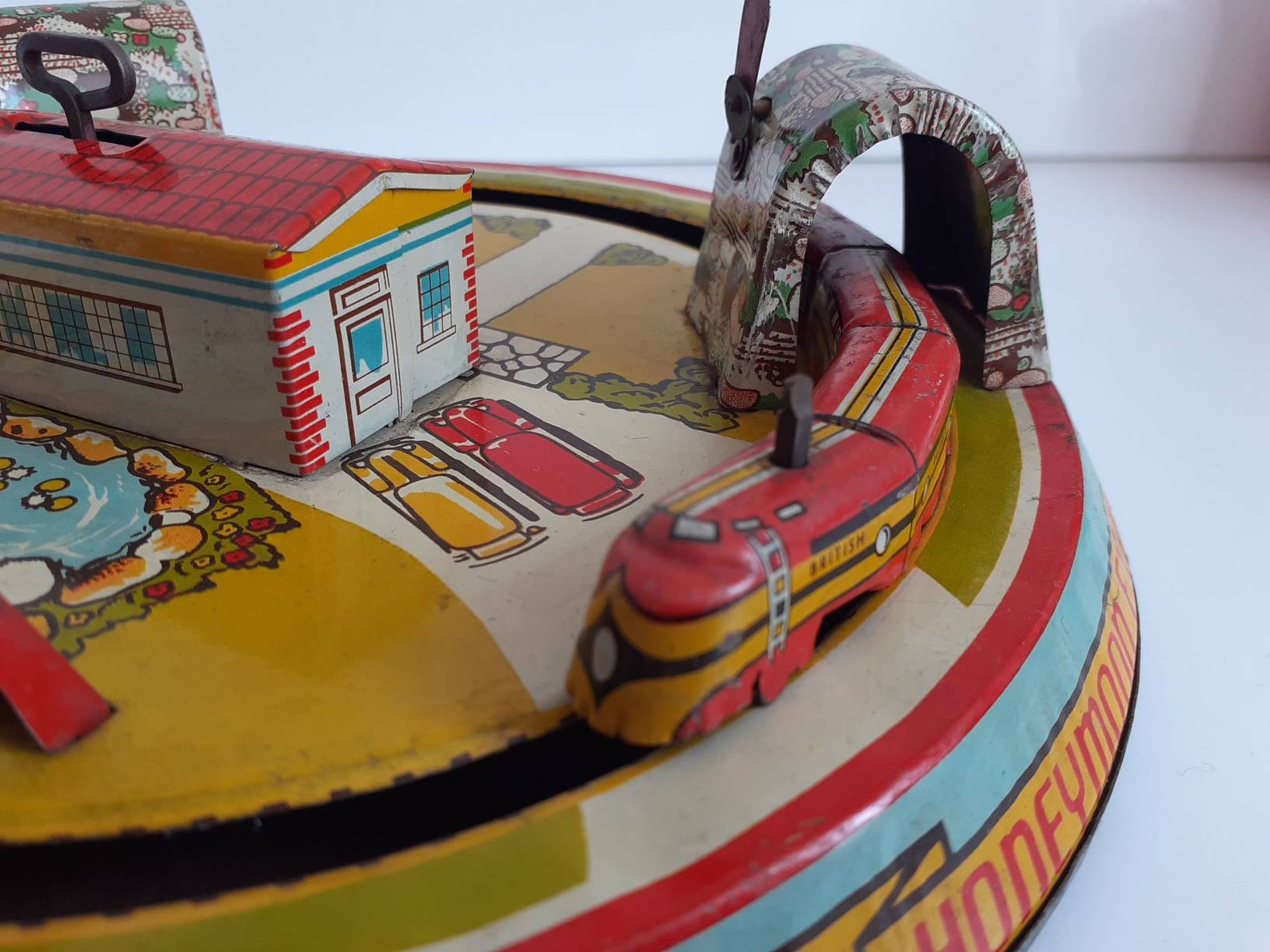 Vintage Marx Toys Wind Up Tin Plate Honeymoon Express Train Etsy