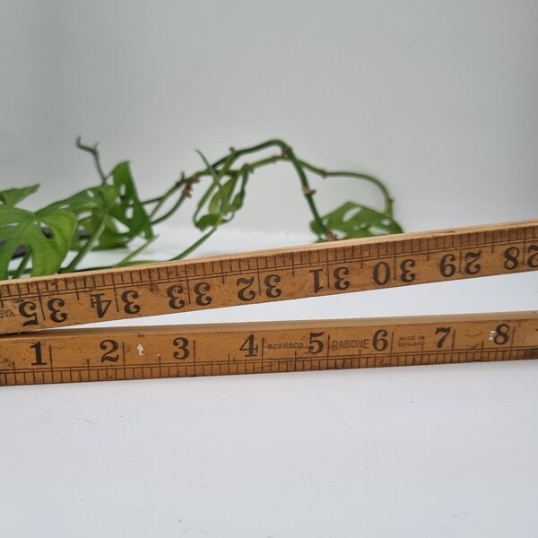 3ft Boxwood Rabone Folding Ruler / No 1167 /  36 inch Vintage Wood and Brass Ruler / Made in England