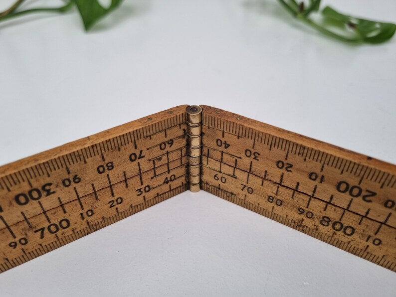 24 Boxwood Folding Ruler / Rabone England No1162 / Wood / Brass / 2ft
