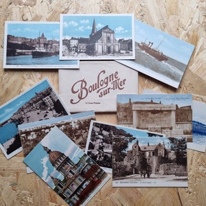 Boulogne Sur Mer - 10 postales en color vintage / Foto de recuerdo / Folleto de fotos