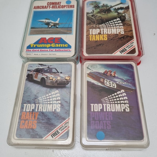 Vintage Top Trumps **Choose** 4 Available / Tanks / Rally Cars / Planes and Boats / Ace Trump Game