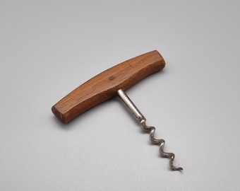 Vintage Corkscrew / Bottle Opener with Wooden Handle