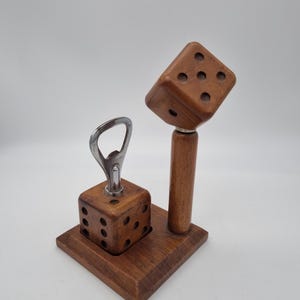 Vintage Wooden Dice Corkscrew & Bottle Opener Set - Made in England