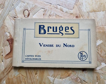 Vintage Postcards Bruges 'Venise Du Nord' Belgium - Book of 10 Black and White Photographs / Souvenir Booklet / Photo Snaps / Photo Booklet