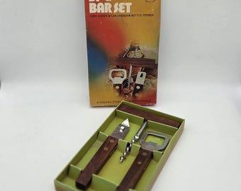 Vintage Ross 3-teiliges Bar-Werkzeug-Set - Rosenholz & Edelstahl, Japan
