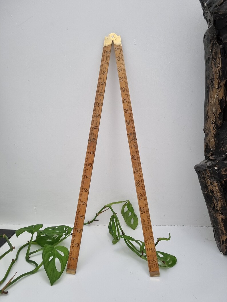 100cm Boxwood Folding Ruler / Rabone England No1162 / Wood / Brass