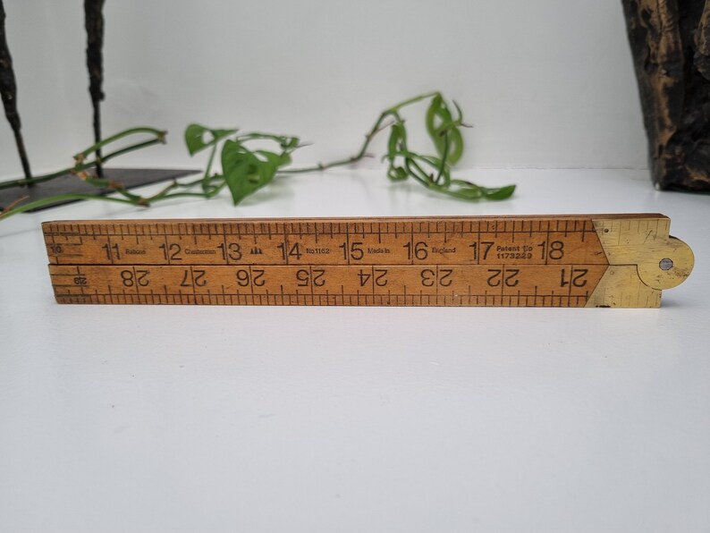 100cm Boxwood Folding Ruler / Rabone England No1162 / Wood / Brass
