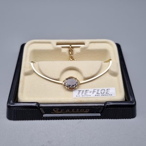 Vintage Stratton Tie Bar / Gold Tone / Boxed / Tie Slide / Tie Pin