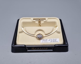 Vintage Stratton Gold Tone Tie Bar - &#39;Tie Floe&#39; Design - Boxed