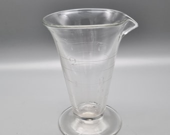 Vintage Apothecary Measuring Jug / Etched Glass Measure / 2 Fluid Ounces.