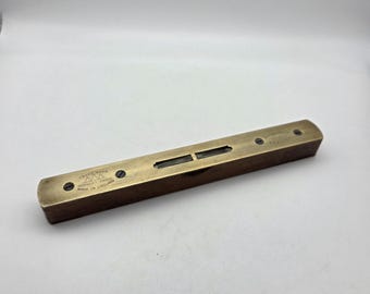 8" Wasserwaage Hockley Abbey, England / Nr. 1622 / Vintage Wasserwaage aus Hartholz und Messing