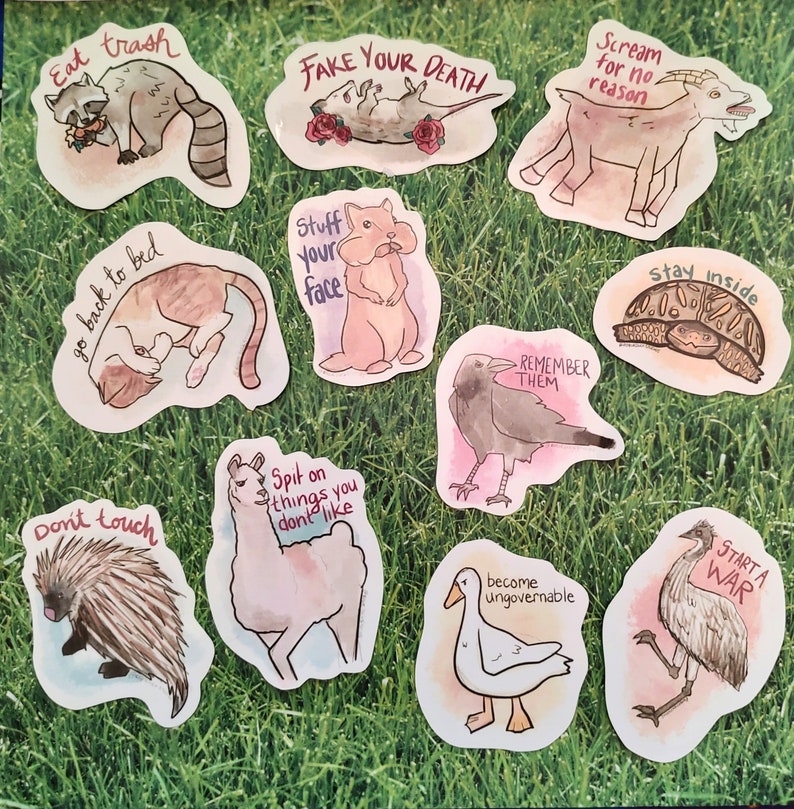 Aspirational Animal Stickers Waterproof Entire Set